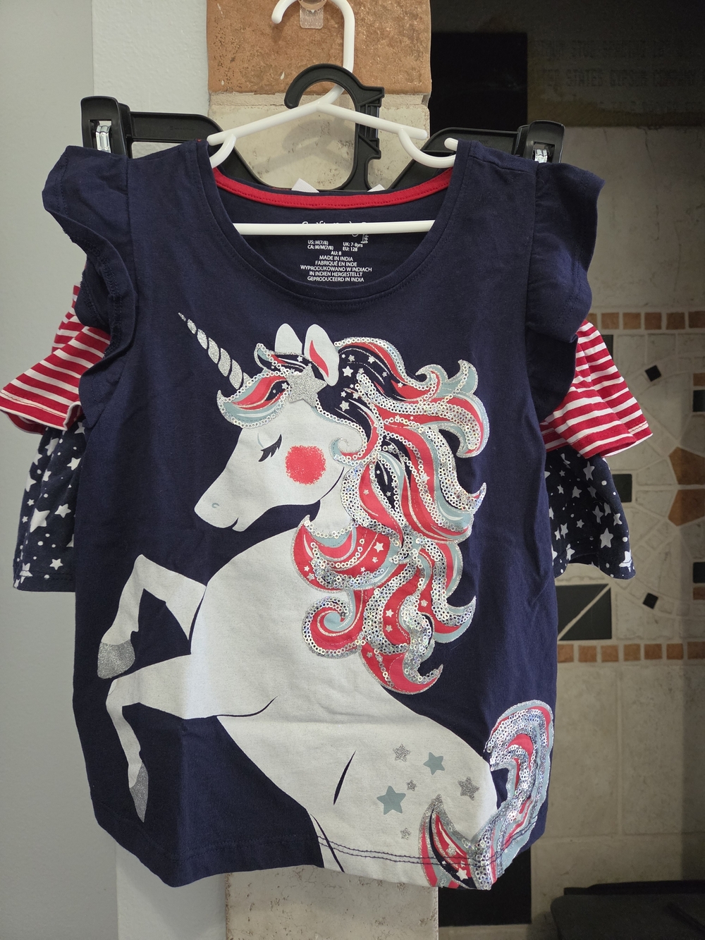 Girls Cynthia Rowley Patriotic Unicorn Graphic Tee And Matching Skort